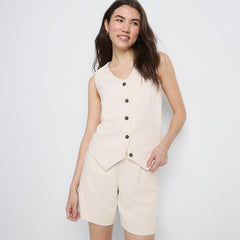 Women's Crepe Button Front Vest