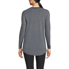 Women's Petite Long Sleeve Power Performance Scoop Neck Curved Hem Tunic Tee