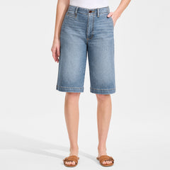 Women's Petite Recover Denim Mid Rise 12" Trouser Shorts
