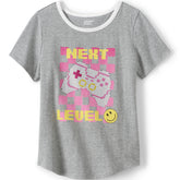 Girls Plus Short Sleeve Curved Hem Graphic Tee Shirt