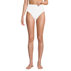 Women's Chlorine Resistant Ottoman Rib High Waisted Bikini Bottoms