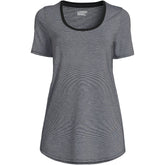 Women's Petite Short Sleeve Power Performance Scoop Neck Curved Hem Tunic Tee