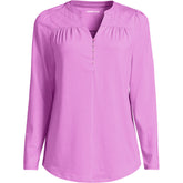 Women's Long Sleeve Lightweight Jersey Notch Neck Tunic Top