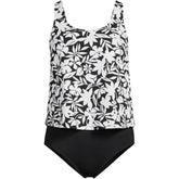 Women's Chlorine Resistant One Piece Scoop Neck Fauxkini Swimsuit