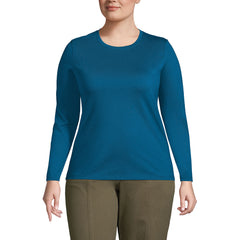 Plus Size Supima Cotton Long Sleeve Crewneck T-Shirt