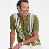 Men's Short Sleeve Striped Button Through Sweater Polo
