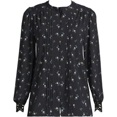 Women's Lightweight Jersey Long Sleeve Button Front Pintuck Top