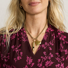 Water-Resistant Link Heart Y Necklace