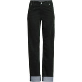 Women's Plus Size Flocked Denim Mid Rise Relaxed Straight Leg Cuff Jeans