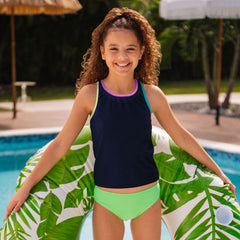 Girls Chlorine Resistant Racer Back Tankini Swim Top