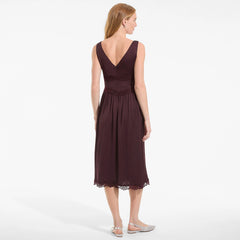 Women's Satin Sleeveless Lace Detail Dress