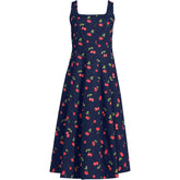 Women's Petite Princess Seamed Cotton Poplin Midi Dress
