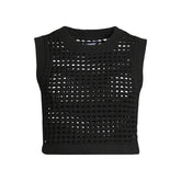 Women's Cotton Viscose Open Knit Sleeveless Scoop Neck Top Cover Up