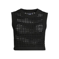 Women's Plus Size Cotton Viscose Open Knit Sleeveless Scoop Neck Top Cover Up