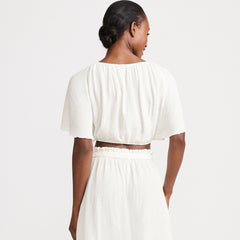 Women's Cotton Gauze Dolman Sleeve Crop Cover Up Top