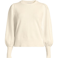 Women's Plus Size Drifter Puff Sleeve Crew Neck Sweater