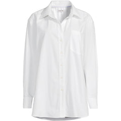 Women's Petite Oversized Oxford Button Front Shirt