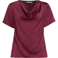 Women's Petite Charmeuse Short Sleeve Cowl Neck Top