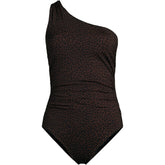 Women's Plus Size Shirred One Shoulder One Piece Swimsuit