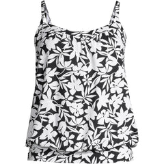 Women's D-Cup Chlorine Resistant Blouson Tankini Swimsuit Top