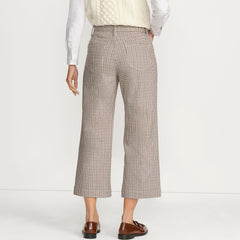 Women's Printed Twill High Rise 5 Pocket Wide Leg Crop Pants