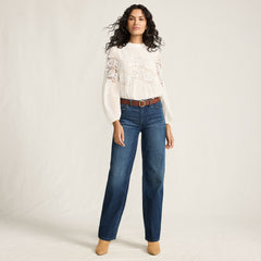 Women's Tall Soft Denim Mid Rise Relaxed Straight Leg Jeans