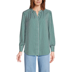 Women's Banded Collar Button Front Shirt