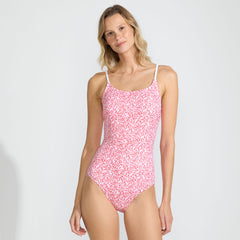 Women's Petite Tugless Thin Strap One Piece Swimsuit
