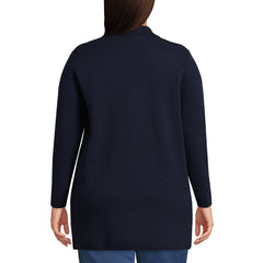 Women's Plus Size Fine Gauge Cotton Button Front Blazer Sweater