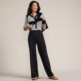 Women's Petite Serious Sweats High Rise Fleece Lined Straight Leg Pants