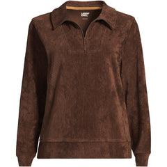 Women's Plus Size Long Sleeve Sport Cord Quarter Zip Pullover