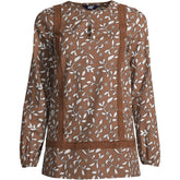 Women's Plus Size Cotton Long Sleeve Split Neck Tunic Top