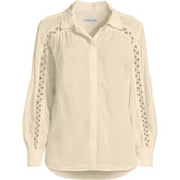 Women's Plus Size Voile Shirred Trim Insert Shirt