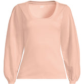 Women's Plus Size Supima Interlock Scoop Neck Blouson Sleeve Top