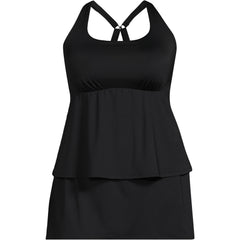 Women's Plus Size Square Neck Flutter Tankini Control Skirt Set