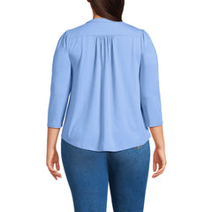 Women's Plus Size 3/4 Sleeve Lightweight Jersey Embellished Top