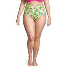 Women's Plus Size Chlorine Resistant Twist Front Retro High Waisted Bikini Bottoms