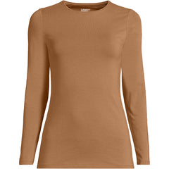 Women's Plus Size Lightweight Jersey Skimming Long Sleeve Crew Neck T-shirt