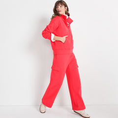 Women's Petite Serious Sweats High Rise Wide Leg Cargo Pant - Set Bottom