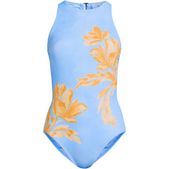 Women's Tugless High Neck Portrait Back One Piece Swimsuit