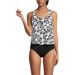 Women's Chlorine Resistant One Piece Scoop Neck Fauxkini Swimsuit