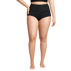 Women's Plus Size Tummy Control Retro High Waisted Bikini Swim Bottoms