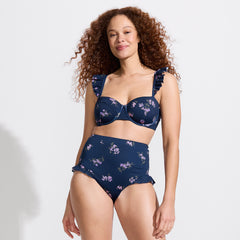 Women's Ruffle High Waisted High Leg Bikini Bottoms