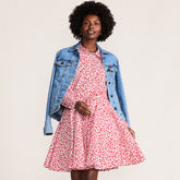 Women's Poplin Button Front Dress with Godets