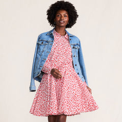 Women's Poplin Button Front Dress with Godets