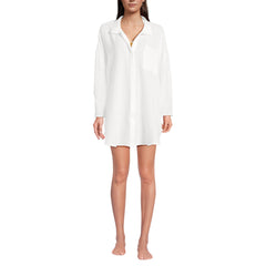 Women's Petite Oversized Gauze Button Front Cover-Up Shirt