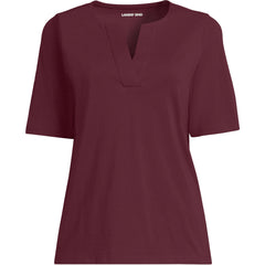 Women's Plus Supima Jersey Half Sleeve Splitneck Shirt