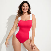 Women's Plus Size Square Neck High Leg One Piece Swimsuit