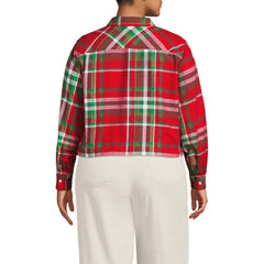 Women's Plus Size Cropped Flannel Shirt