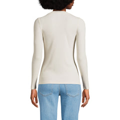 Women's Petite Drapey Rib Skimming Long Sleeve Henley T-Shirt